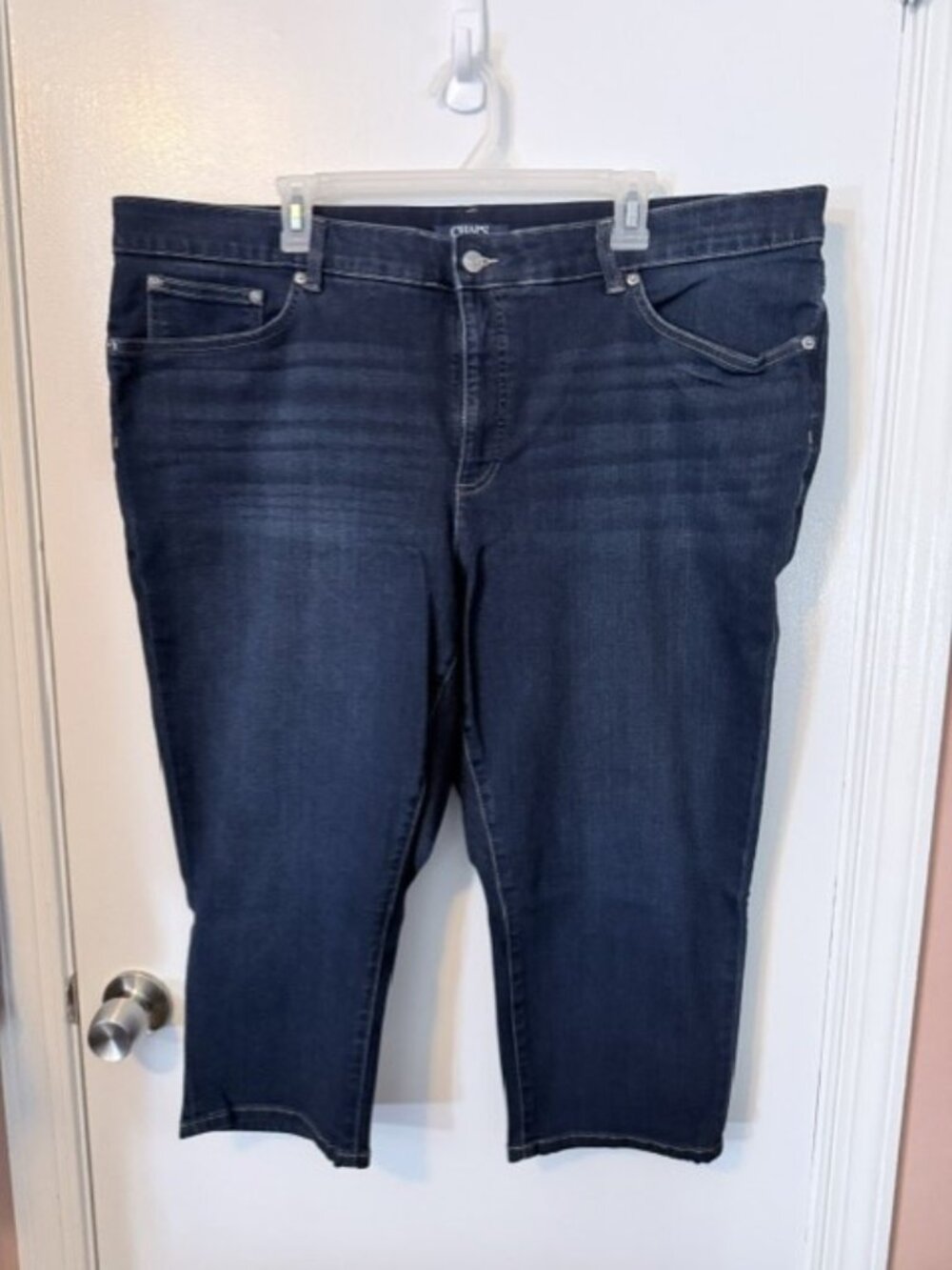 CHAPS Plus Size 22W Dark Wash Stretch Denim Capris Cropped Jeans